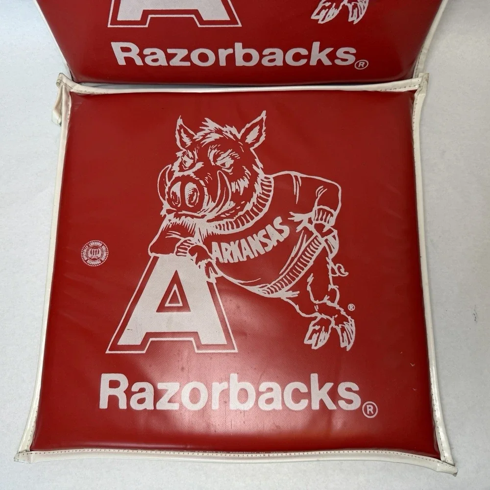 Vintage Arkansas Razorbacks Hogs Stadium Padded Seat 2 Cushions 14.5